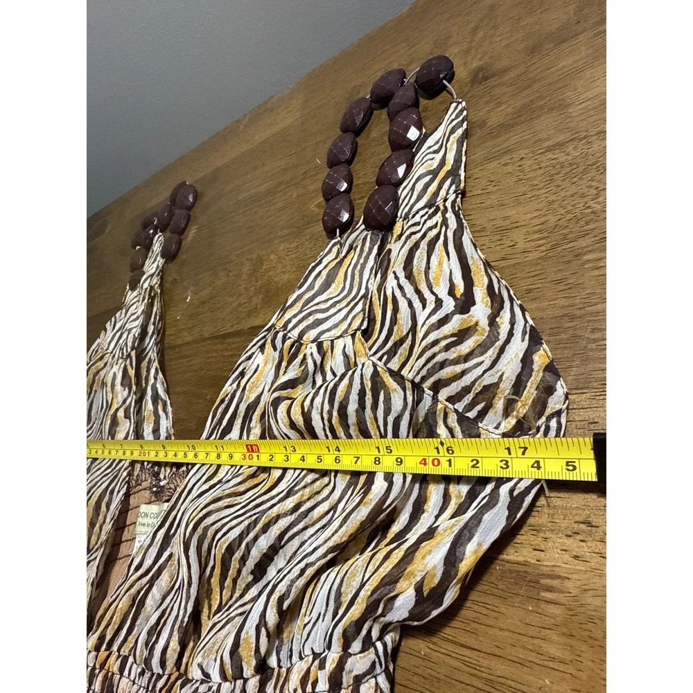 Moon Collection Dress Brown Yellow White Tiger Print Sleeveless Medium - Picture 8 of 9